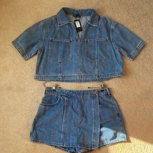 Women's Blue Denim Jacket and Skort Set